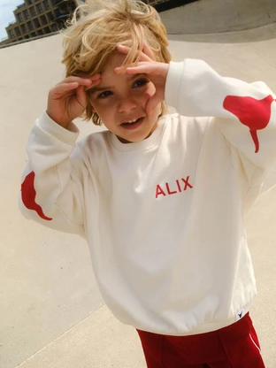ALIX The Label kids knitted bull sleeve sweater