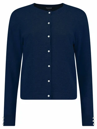 Bloomings Crew neck cardigan pearl button