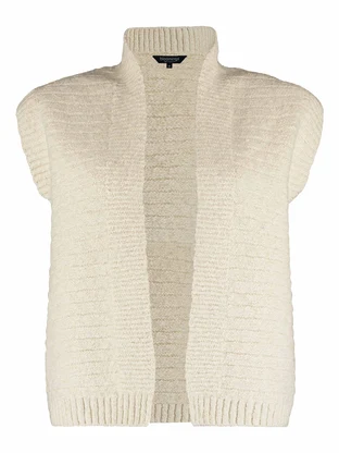 Bloomings Gilet horizontal rib knit metallicyarn