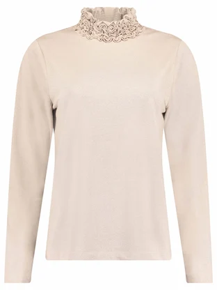 Bloomings Jersey ruffle neck shirt lurex