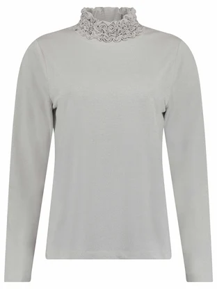 Bloomings Jersey ruffle neck shirt lurex