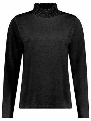 Bloomings Jersey ruffle neck shirt lurex