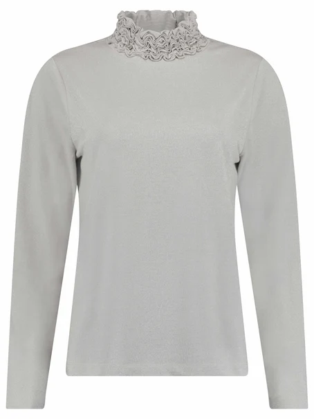 Bloomings Jersey ruffle neck shirt lurex