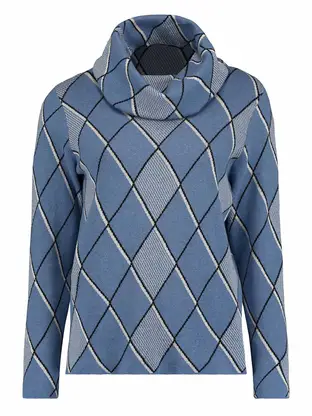 Bloomings Loose turtle neck pullover argylejacquard
