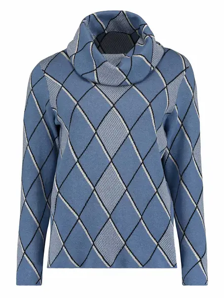 Bloomings Loose turtle neck pullover argylejacquard