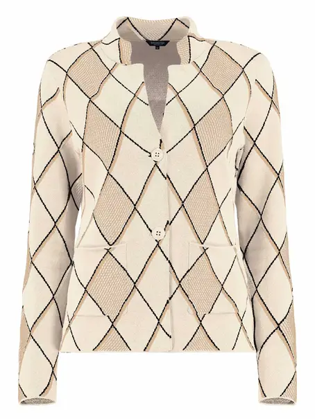 Bloomings Loose turtle neck pullover argylejacquard