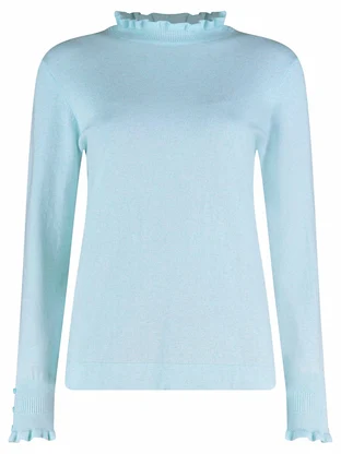 Bloomings Mock neck pullover w/ frills