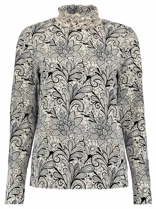 Bloomings Ruffle neck shirt printed