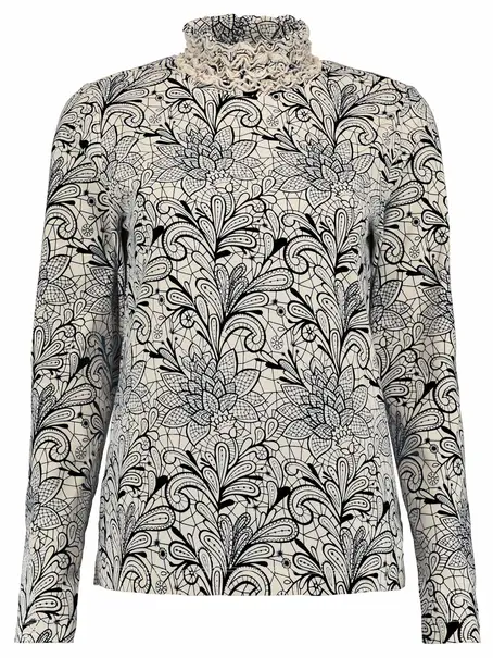 Bloomings Ruffle neck shirt printed