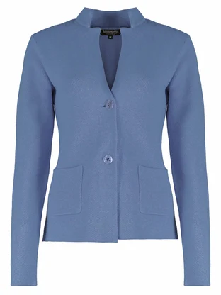 Bloomings Stand up collar blazer structureknit