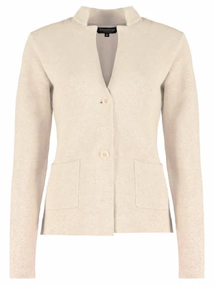 Bloomings Stand up collar blazer structureknit