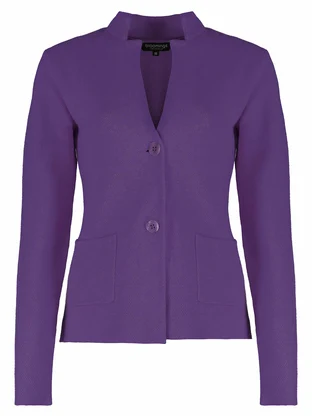 Bloomings Stand up collar blazer structureknit