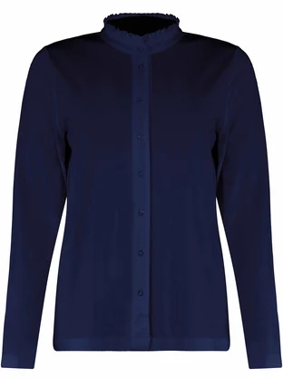 Bloomings Stand up ruffle collar jerseyblouse