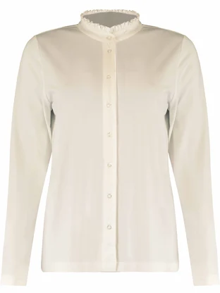 Bloomings Stand up ruffle collar jerseyblouse