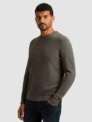 Cast Iron Crewneck regular fit cotton stretc