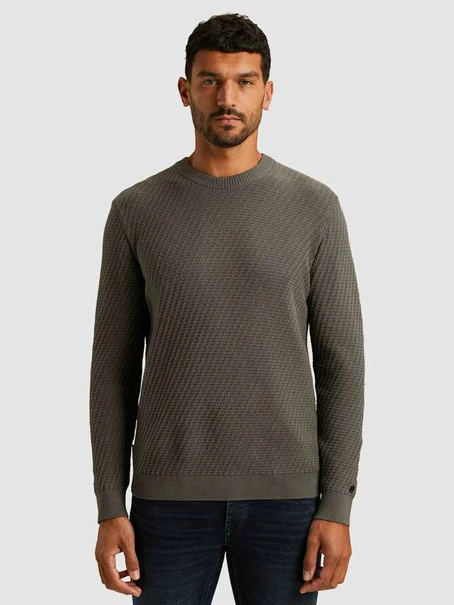Cast Iron Crewneck regular fit cotton stretc