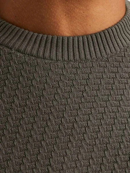 Cast Iron Crewneck regular fit cotton stretc