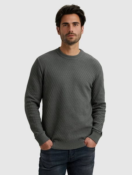 Cast Iron Crewneck regular fit cotton stretc