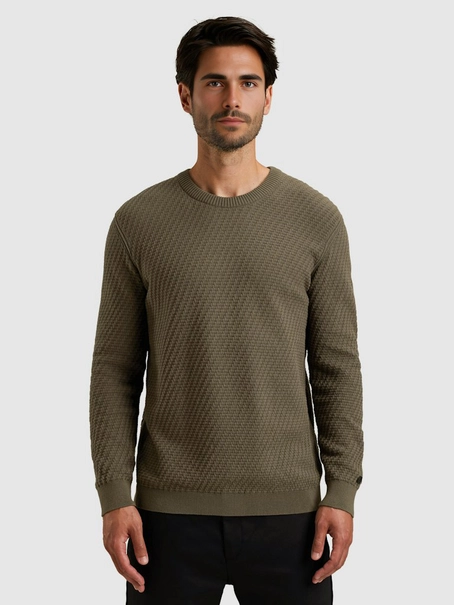 Cast Iron Crewneck regular fit cotton stretc