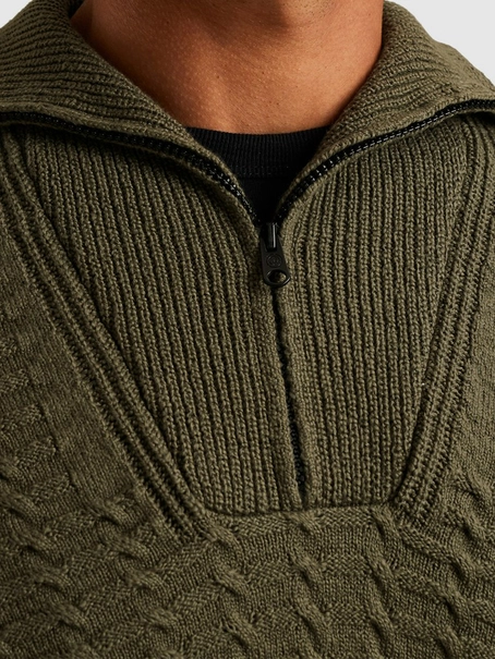 Cast Iron Half zip collar cotton boucle