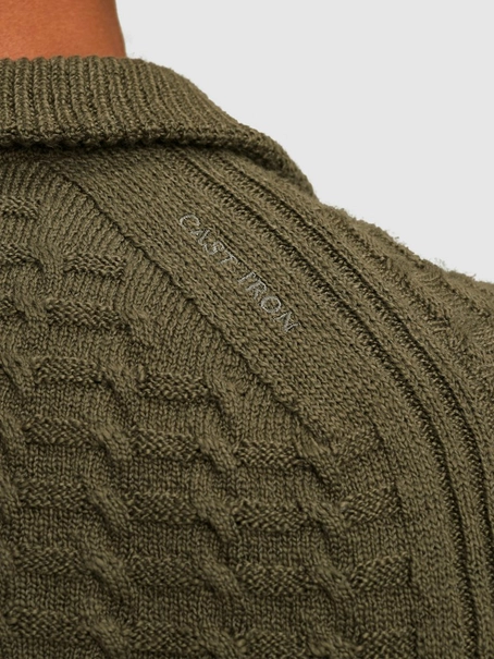 Cast Iron Half zip collar cotton boucle