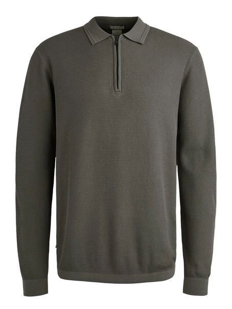 Cast Iron Long sleeve polo cotton modal