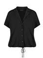 Expresso cropped lapel shirt with cord at hem