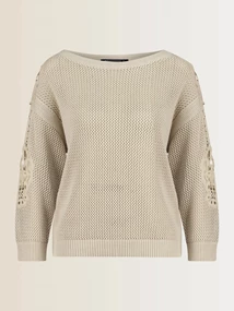 Expresso Pullover in an open-knit structure with embroidery