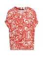 Expresso Red and white printed short sleeve blouse