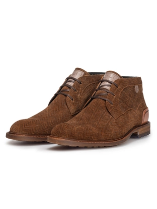 Floris van Bommel Floris Casual Cognac Suede print