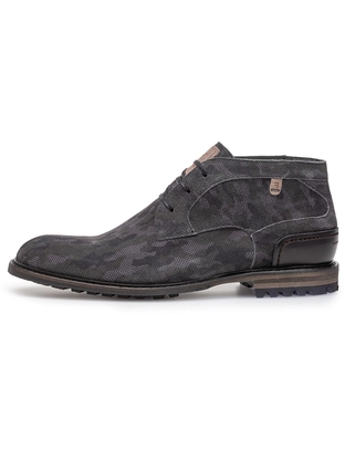 Floris van Bommel Floris Casual DarkGrey Suede print