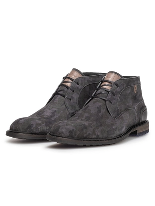 Floris van Bommel Floris Casual DarkGrey Suede print