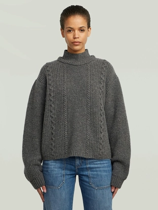 G-Star Cable double collar knit wmn