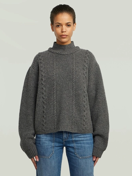 G-Star Cable double collar knit wmn