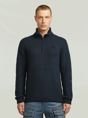 G-Star Double collar half zip knit