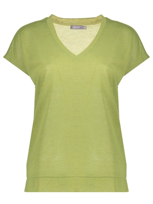Geisha T-shirt elastic waist linen look