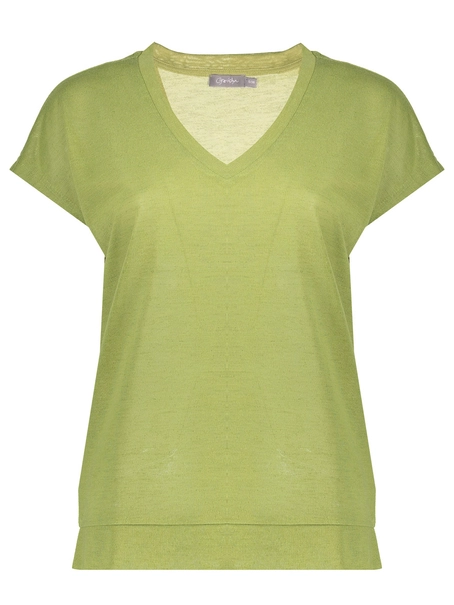 Geisha T-shirt elastic waist linen look