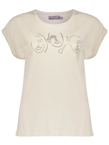 Geisha T-shirt faces studs