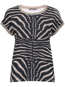 Geisha T-shirt fancy rib AOP