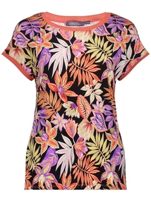 Geisha T-shirt fancy rib AOP