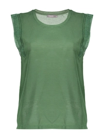 Geisha T-shirt linen look fringes