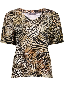 Geisha T-shirt v-neck jersey AOP