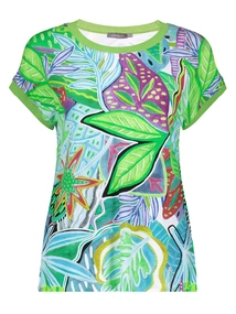 Geisha T-shirt with rib jersey AOP