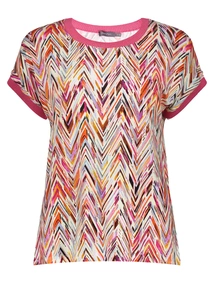 Geisha T-shirt with rib jersey AOP