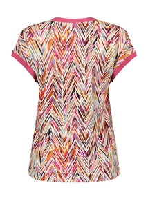 Geisha T-shirt with rib jersey AOP