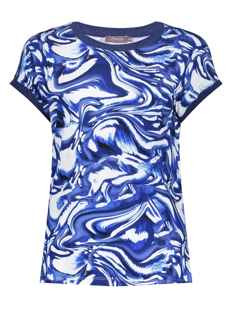 Geisha T-shirt with rib jersey AOP
