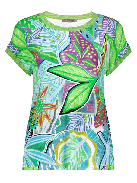 Geisha T-shirt with rib jersey AOP