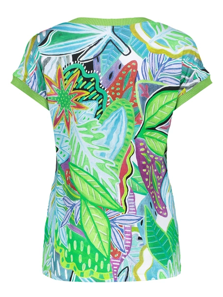 Geisha T-shirt with rib jersey AOP