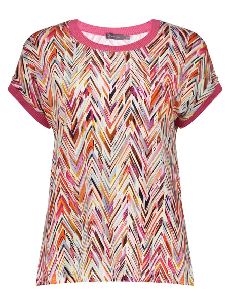 Geisha T-shirt with rib jersey AOP