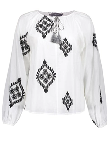 Geisha Top bi color embroidery